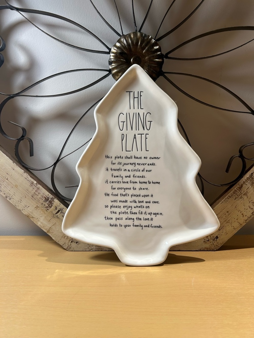 Rae Dunn White "The Giving Plate" Tree-Shaped Ceramic Serving Plate
